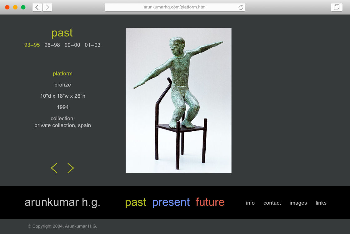Screen shot of a page from the Past section of the website — featuring the artwork 'Platform'