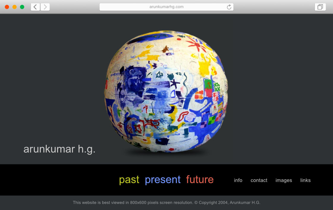 Homepage design featuring a large artwork, artist's name to its left and the navigation bar below