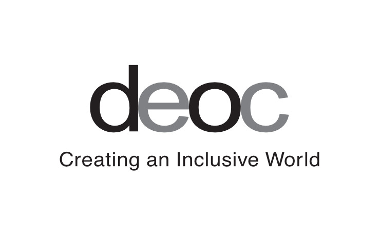 DEOC logo design with d, o and the tagline below in black and e and c in grey colour