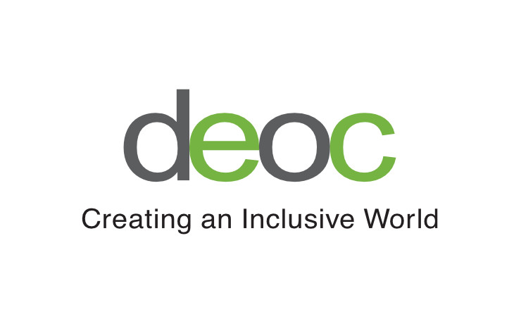 DEOC logo design visually depicting equality / equal rights, inclusion and diversity with consideration for accessibility