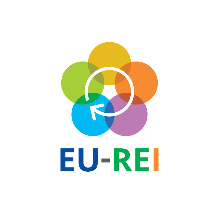 'EU-REI' centrally aligned to the flower like pictorial mark above it