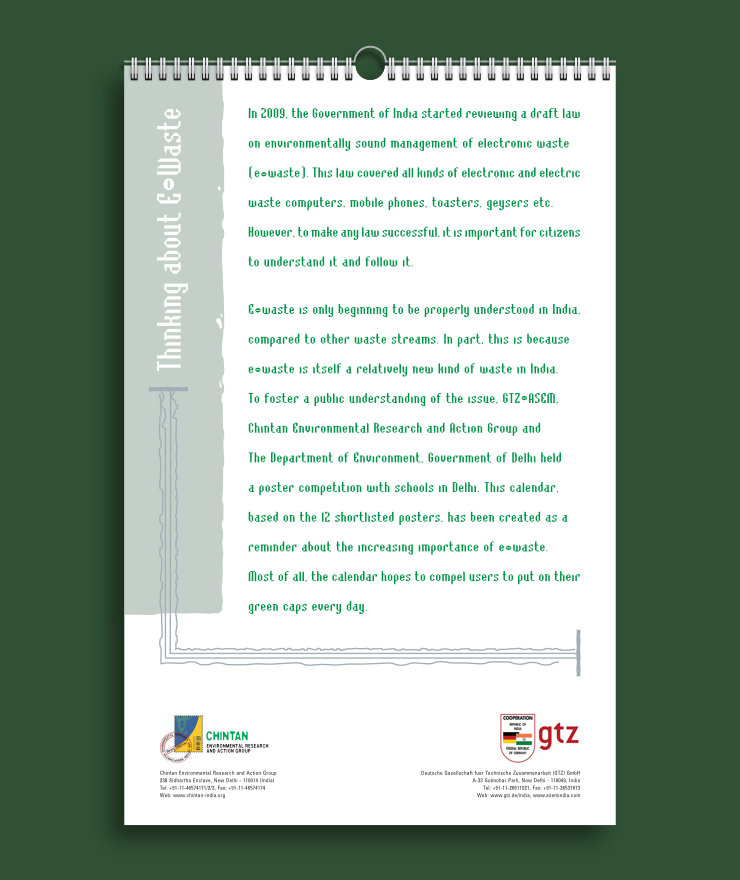 E-waste calendar page with introductory text and organisers logos