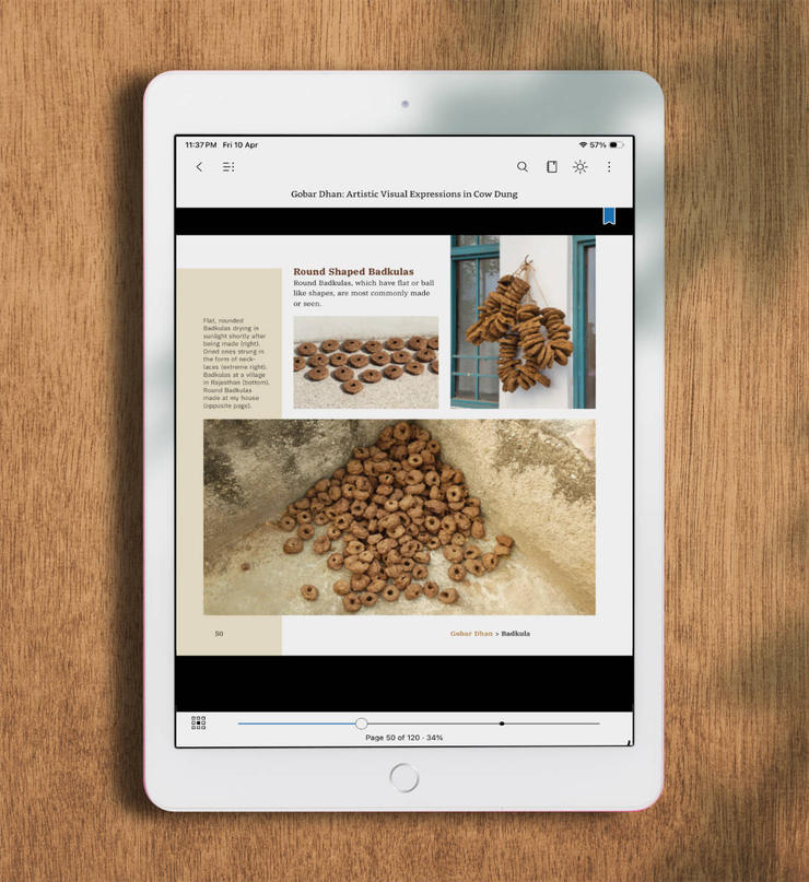 Page layout on a tablet screen, with a bookmark icon on its top and a progress bar at the bottom