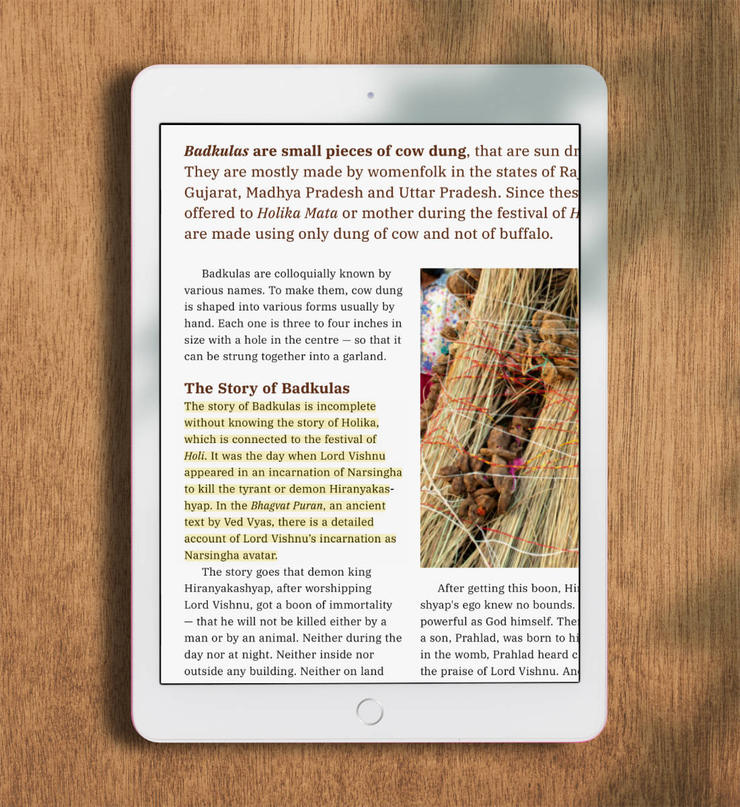 Close up of a page layout in the Kindle app on an iPad