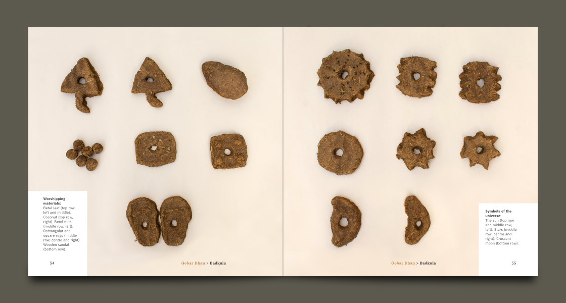 Spread featuring full page photos of Badkulas of different shapes, and photo captions on either side
