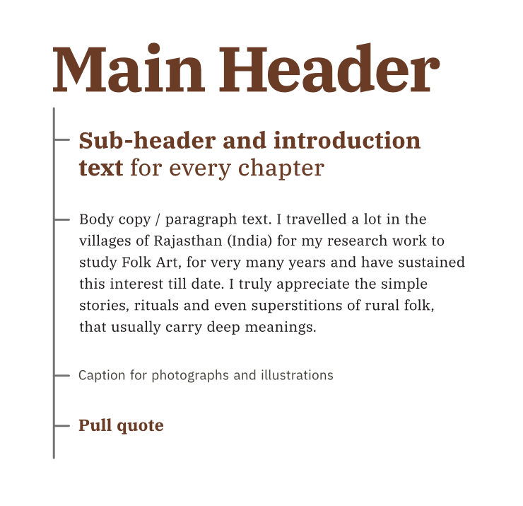 Five levels of font sizes and styles