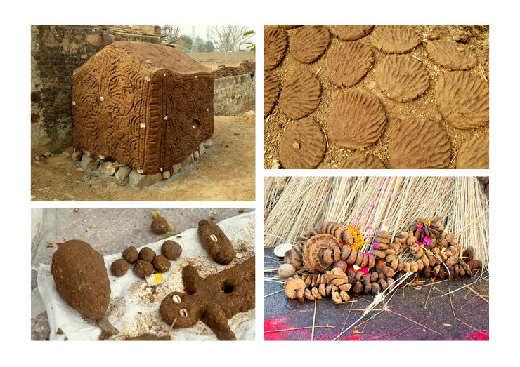 Four earthy looking photographs arranged on a page