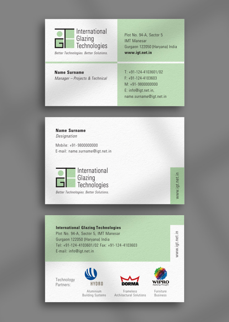 3 business cards designs, front and back