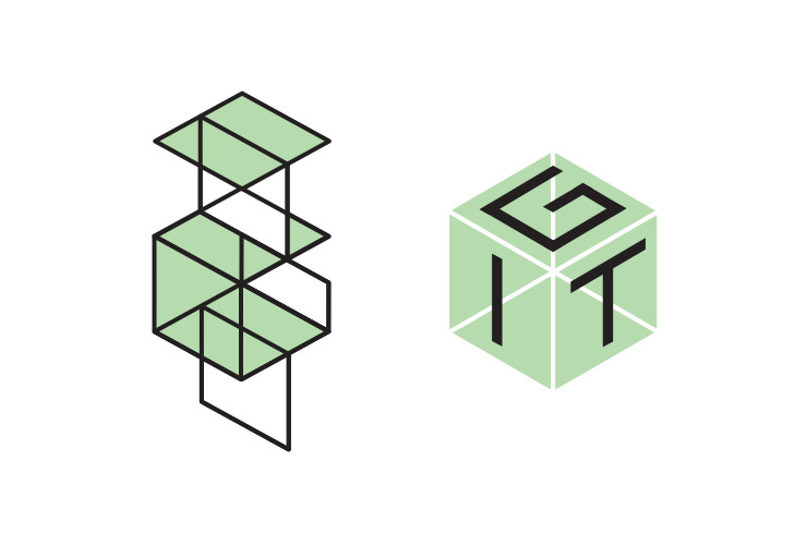 Two geometric logo designs based on the concept of glazing