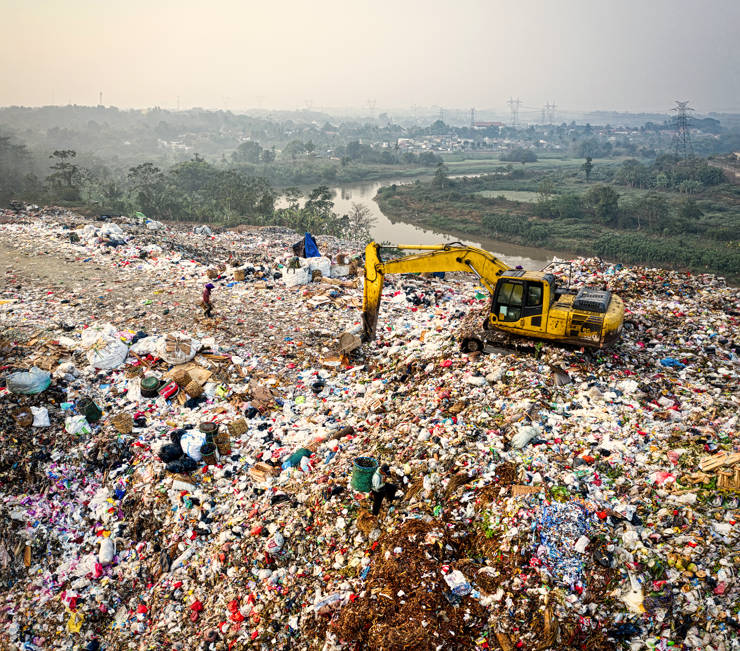 Top view of a large landfill