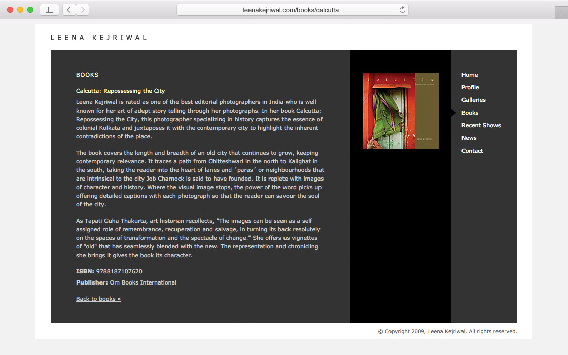 Web page design with info in the main content area, image of a book in the intermediate bar and a right navigation bar