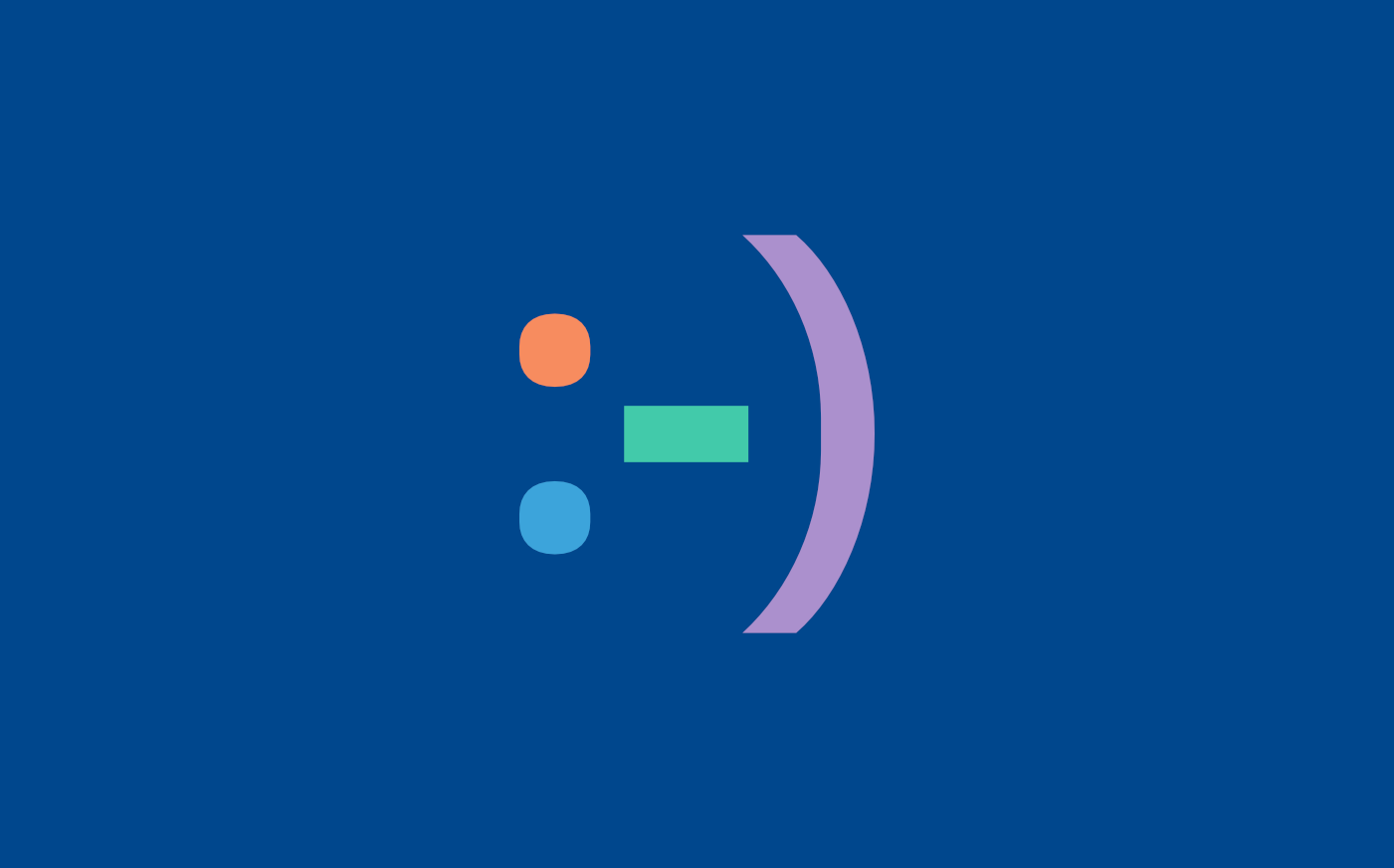 Graphic of a colourful smiley inside a dark blue background suggesting privacy