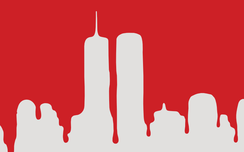 Graphic illustration about the traumatic September 11, 2001 terror attacks on Manhattan, USA