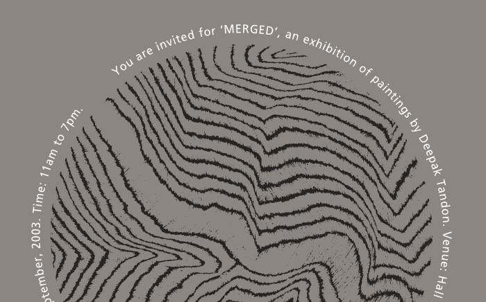 Close-up of 'Merged' Art Show Invite