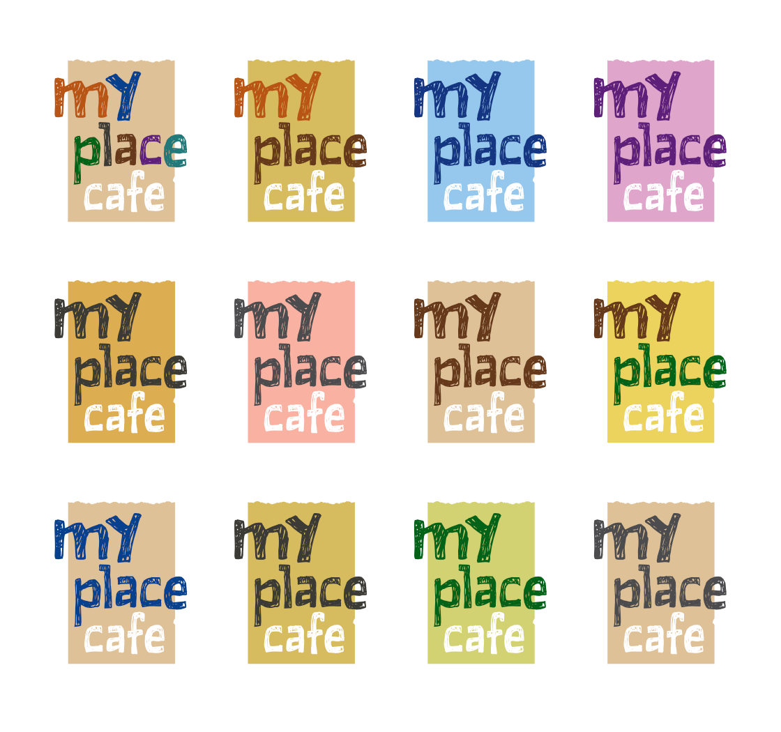 My Place Cafe, Jaipur, logo design in 12 colour combinations