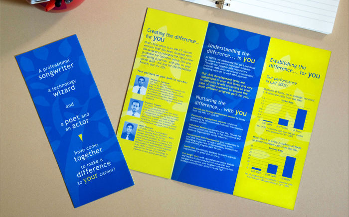 Printed mini brochures on a study desk