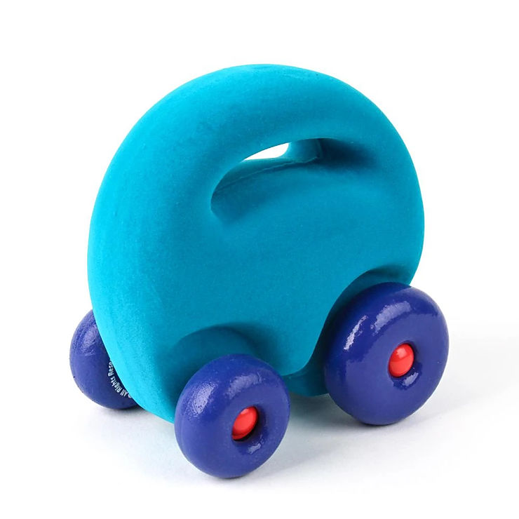 Sky blue colour toy car with a grabbing handle on top