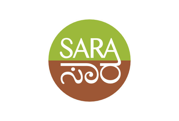 SARA Centre bilingual logo design with English above and Kannada below, on green and brown colours