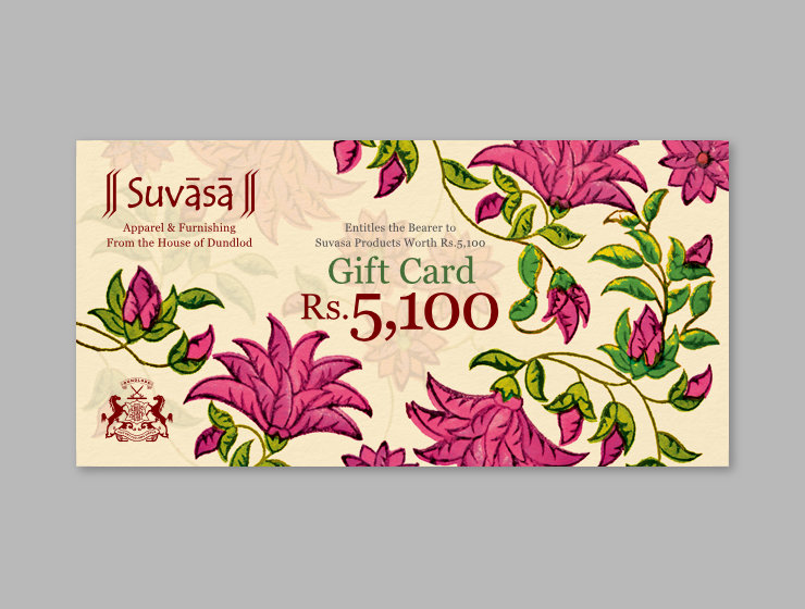 Layout with beige background and leafy, floral designs on it in green and magenta colours