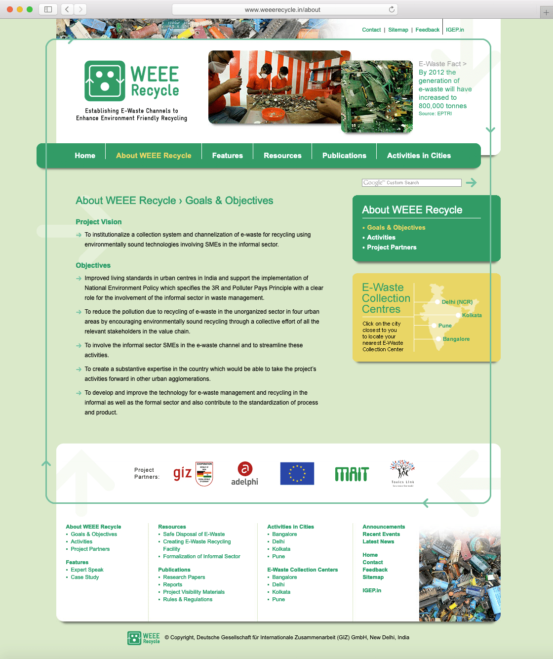 Web page design with a light green background and content surrounded by the design components