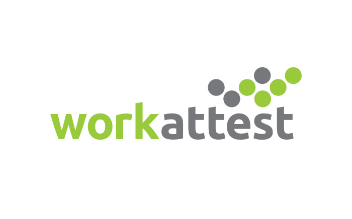 WorkAttest logo in green and grey colours on a white background