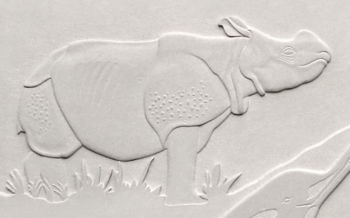 Illustration of a Rhinoceros crafted on stone