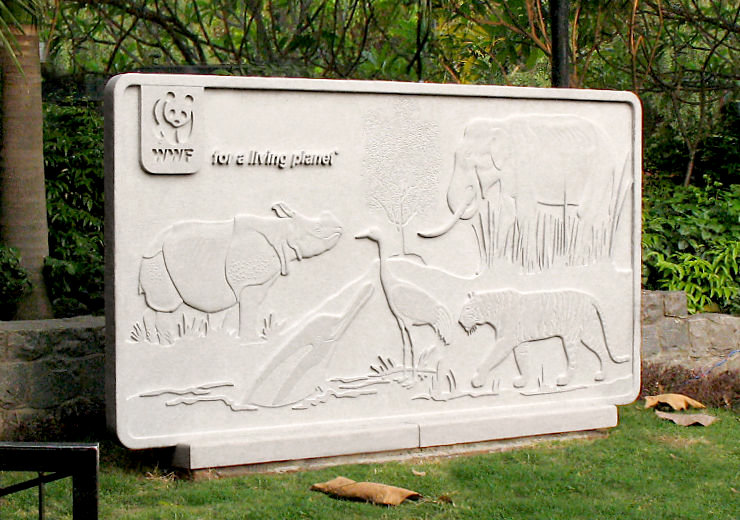 Side view of the nature themed mural at WWF India secretariat in New Delhi