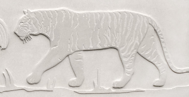 Rendering of Bengal Tiger in bas relief